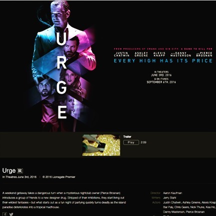 12 mei 2016: URGE up on Apple @trailersmovies see it in theaters June 3rd @lionsgatepremiere @lionsgatemovies #urge #urgemovie #urgefilms link in my bio
