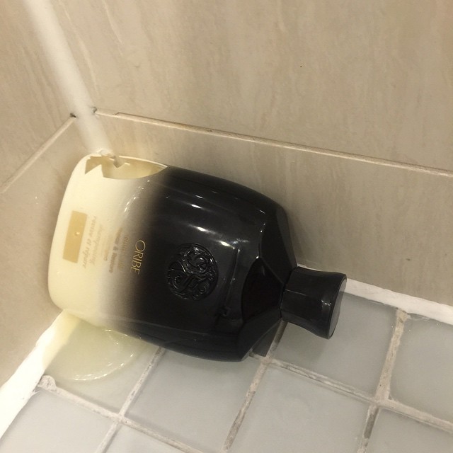 16 September: Know what really grinds my gears? When you drop and break a brand new bottle of @oribe shampoo.
 16 September: Know what really grinds my gears? When you drop and break a brand new bottle of @oribe shampoo.