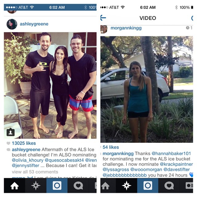 20 augustus 2014: Well, @davestifter and I now know what our afternoon has in store.... #ALSicebucketchallenge ... thanks for the nominations @ashleygreene & @morgannkingg 😜
