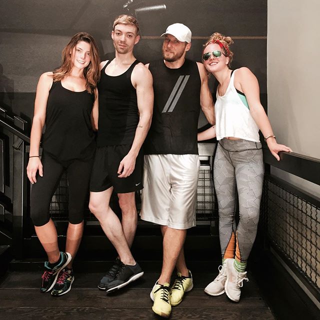 20 September 2015: Those that rise together... Perfect way to start out #emmy day. @ashleygreene @olivia_khoury @risemovement @risenation #workout
