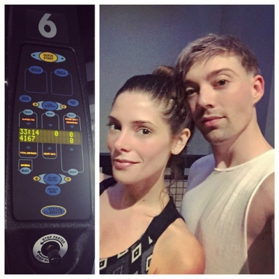 18 April 2015: Our getting crazy on a Friday night includes a lot of music and sweat. @ashleygreene and I climbing almost a mile @climbrisenation tonight and feeling good 👍💪 and made it to the 4000 club! #workout #wedidit #doingit #healthylife
