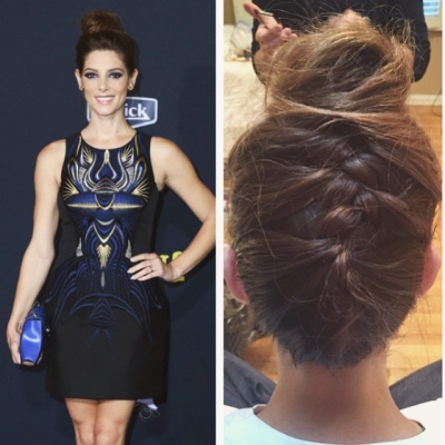 9 Mei 2015: We're back! A little #BTS with my #Manegirl (pun intended) @ashleygreene deconstructed top knot and braid for the #PitchPerfect2 #pitch2premiere Makeup by @beau_nelson Hair by me @josephchase with @xclusiveartists using @randcohair products.
