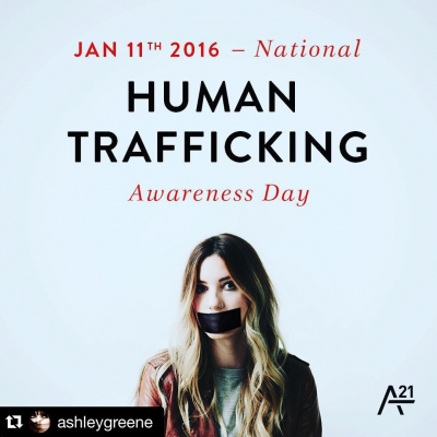 11 januari 2016: #Repost @ashleygreene with @repostapp.
・・・
Today is National Human Trafficking Awareness Day. Every day, thousands of dollars are spent to rob from and take advantage of precious victims. A21 is something I've become deeply invested In and I would be honored to have you join me in the fight. YOU can make a difference and help aid in the fight to end modern day slavery. WWW. A21.org
