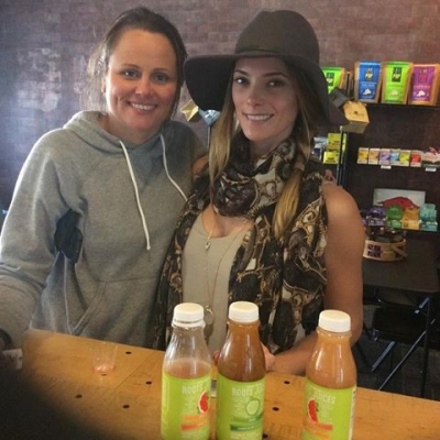 15 november 2016; Award winning actress Ashley Greene and producer Jayme Lemons saying farewell to Roots Juices, Little Rock after filming the feature film Antiquities in Arkansas. Glad We were able to keep the cast & crew healthy during filming!
