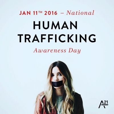 11 januari: Today is National Human Trafficking Awareness Day. Every day, thousands of dollars are spent to rob from and take advantage of precious victims. A21 is something I've become deeply invested In and I would be honored to have you join me in the fight. YOU can make a difference and help aid in the fight to end modern day slavery. WWW. A21.org
